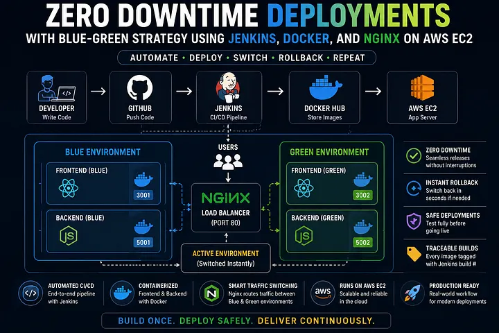 Zero Downtime Deployments with Blue-Green Strategy Using Jenkins, Docker, and Nginx on AWS EC2